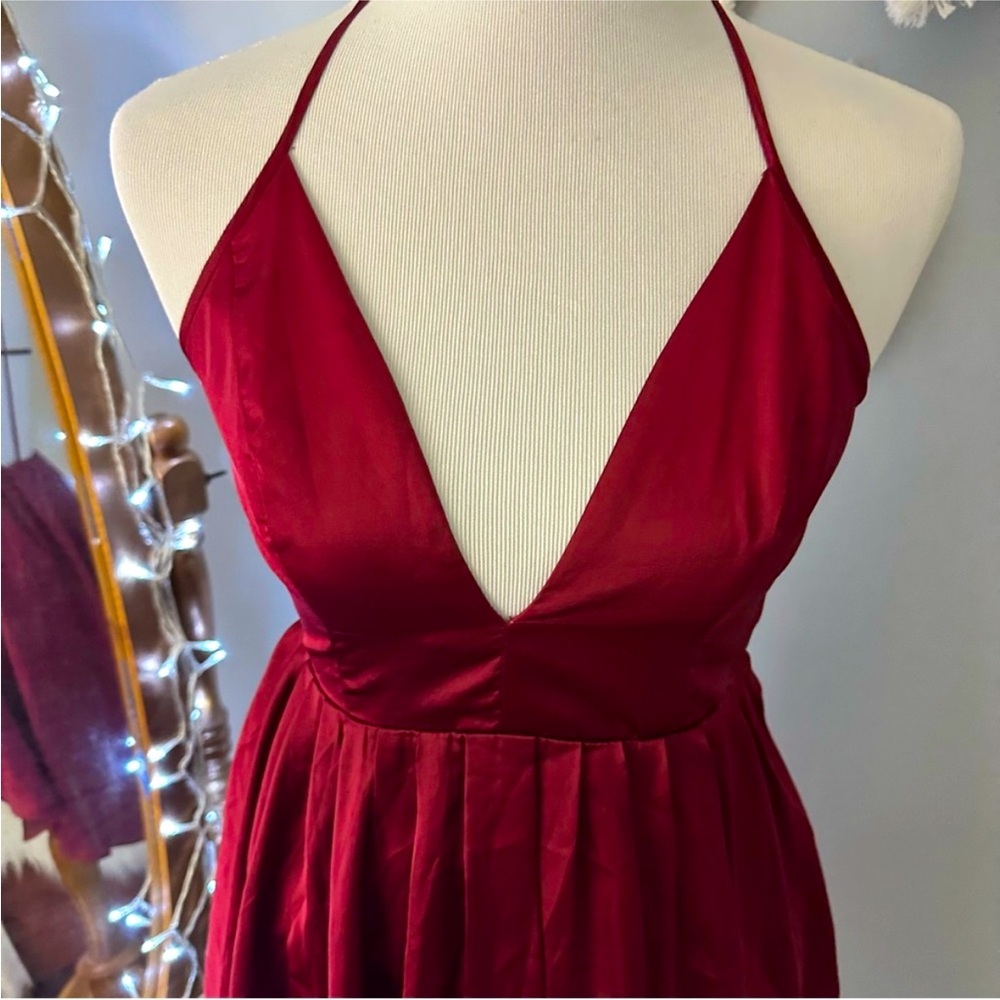 •nwt• NBD Get Out berry silky strappy mini dress